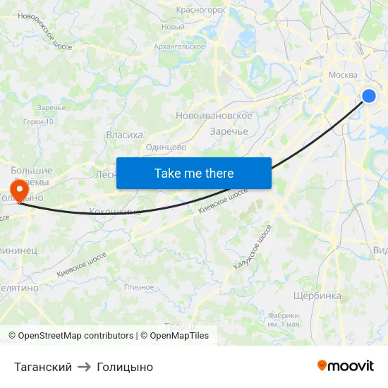 Таганский to Голицыно map