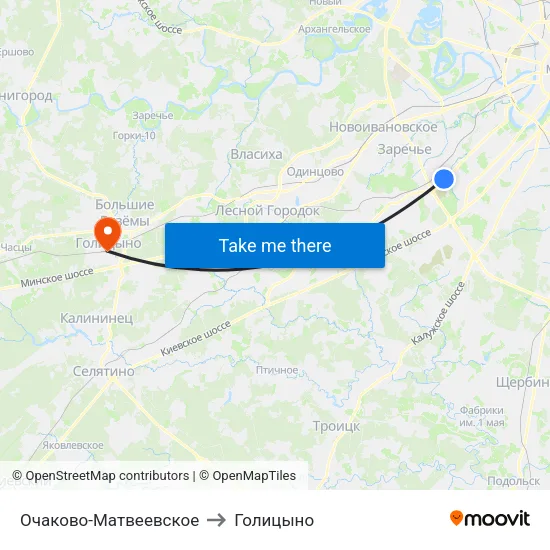 Очаково-Матвеевское to Голицыно map