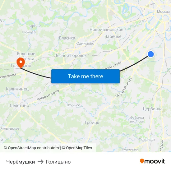 Черёмушки to Голицыно map