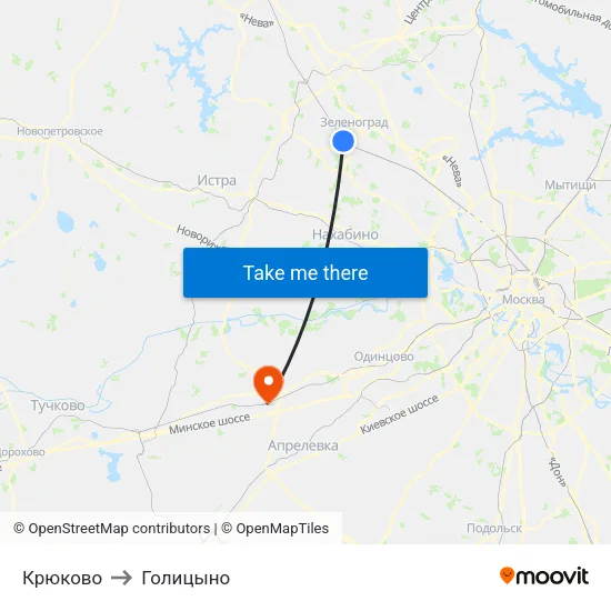 Крюково to Голицыно map