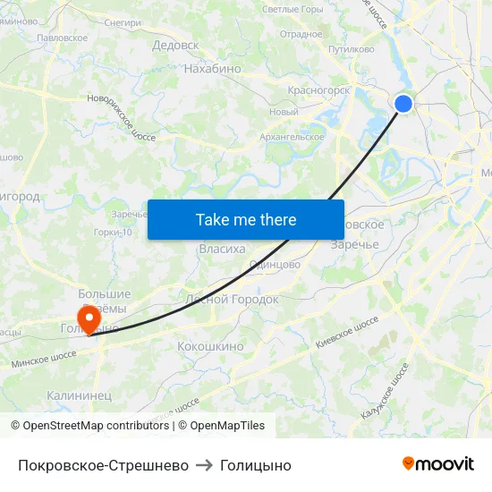 Покровское-Стрешнево to Голицыно map