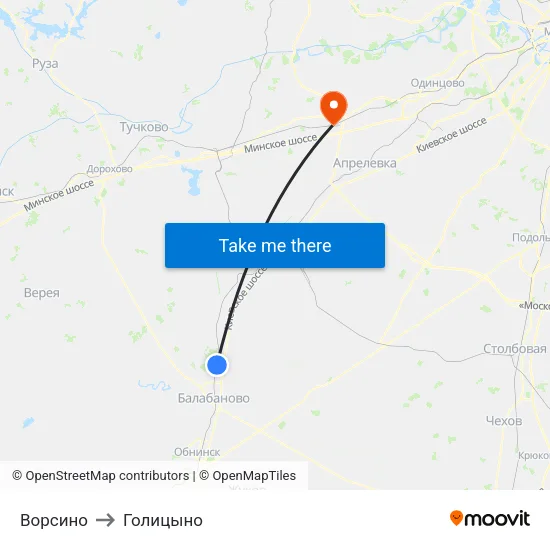 Ворсино to Голицыно map