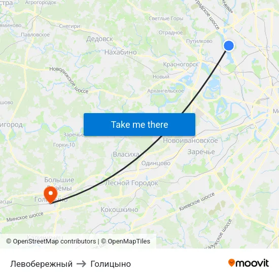 Левобережный to Голицыно map