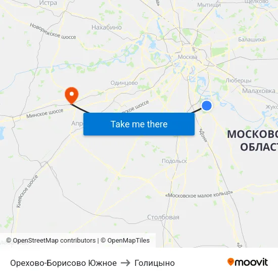 Орехово-Борисово Южное to Голицыно map
