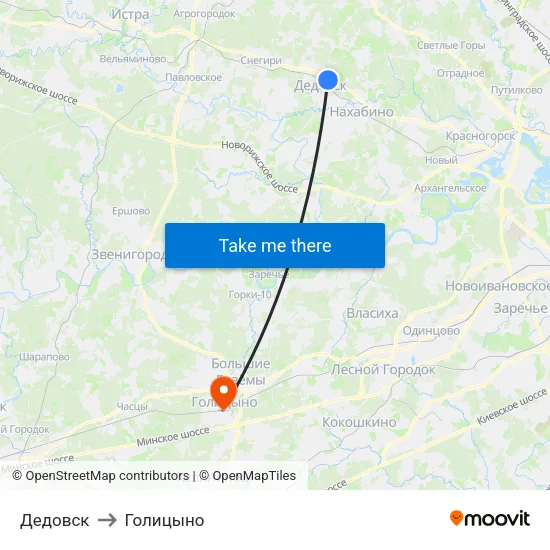 Дедовск to Голицыно map
