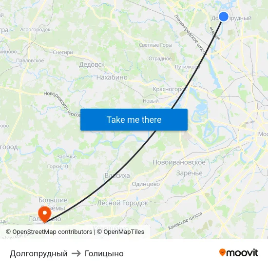 Долгопрудный to Голицыно map