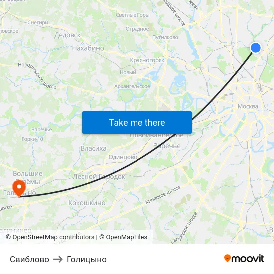 Свиблово to Голицыно map