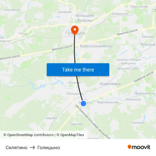 Селятино to Голицыно map