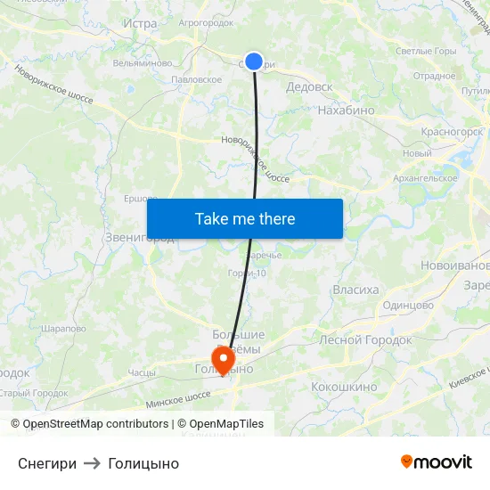 Снегири to Голицыно map