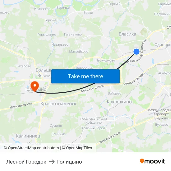 Лесной Городок to Голицыно map