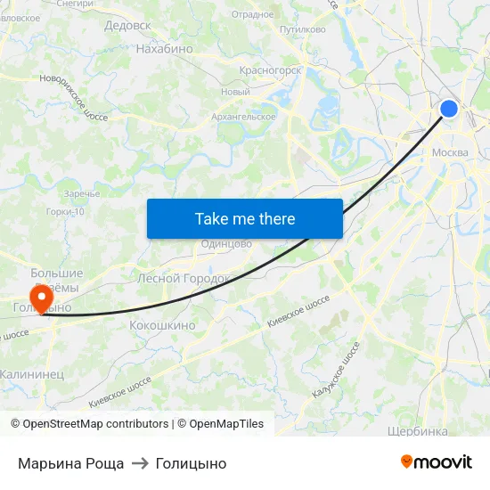 Марьина Роща to Голицыно map