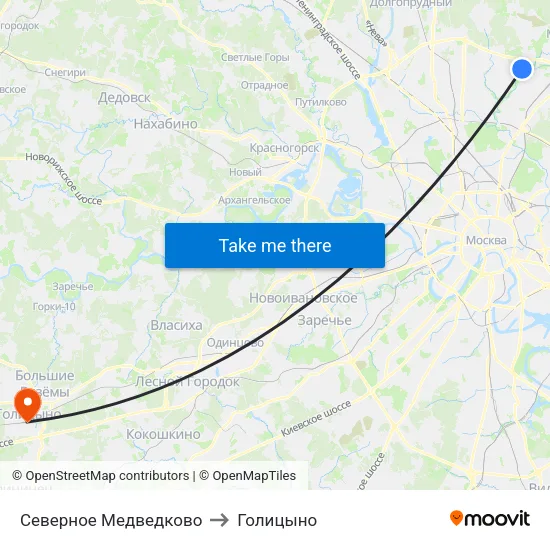 Северное Медведково to Голицыно map