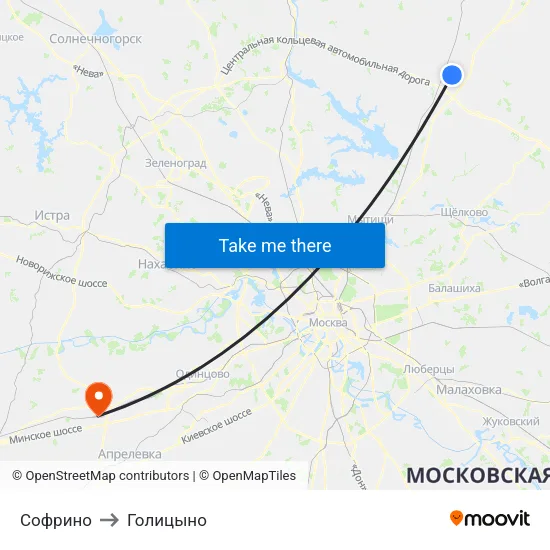 Софрино to Голицыно map