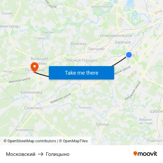 Московский to Голицыно map