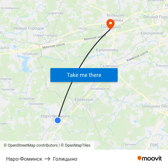 Наро-Фоминск to Голицыно map