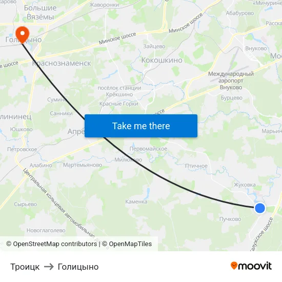 Троицк to Голицыно map