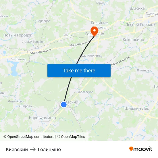 Киевский to Голицыно map