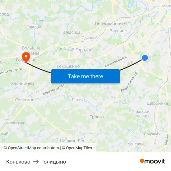 Коньково to Голицыно map