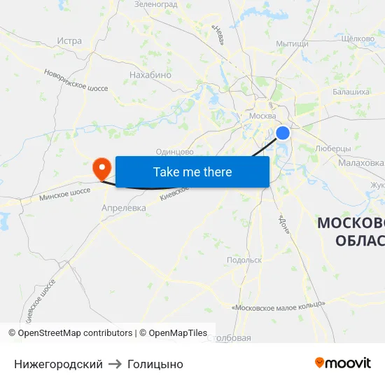Нижегородский to Голицыно map