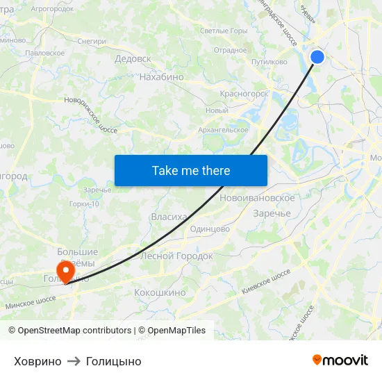 Ховрино to Голицыно map
