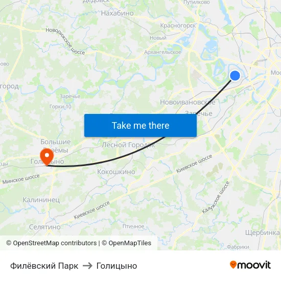 Филёвский Парк to Голицыно map