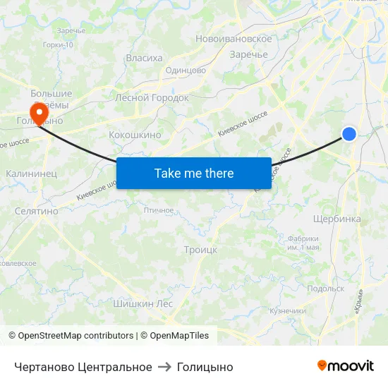 Чертаново Центральное to Голицыно map