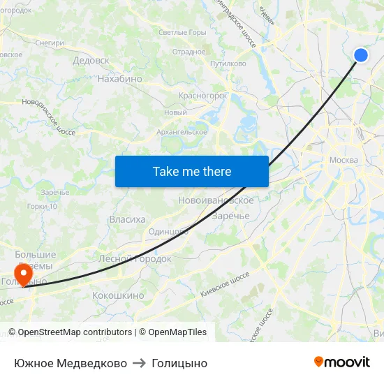 Южное Медведково to Голицыно map