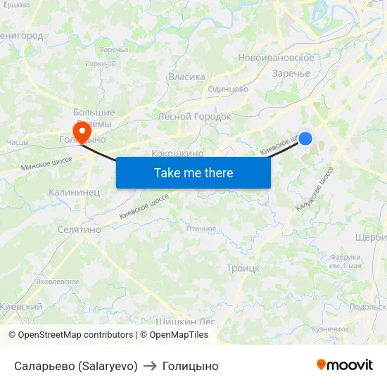 Саларьево (Salaryevo) to Голицыно map