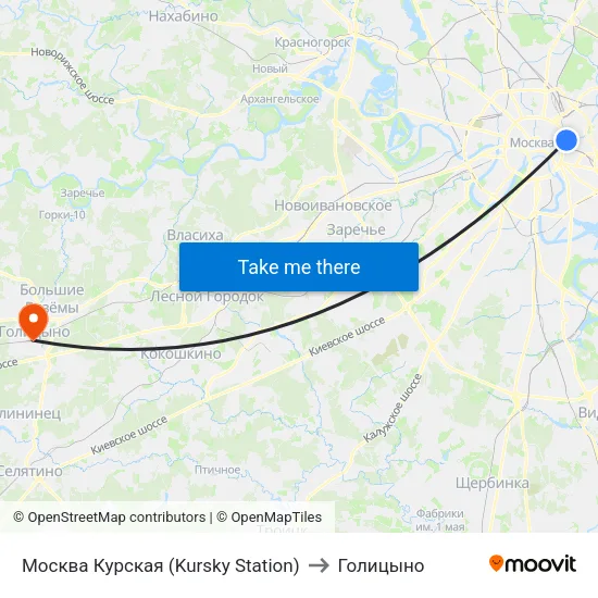 Москва Курская (Kursky Station) to Голицыно map