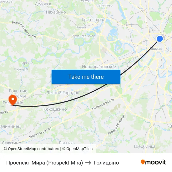 Проспект Мира (Prospekt Mira) to Голицыно map