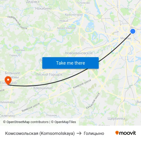 Комсомольская (Komsomolskaya) to Голицыно map
