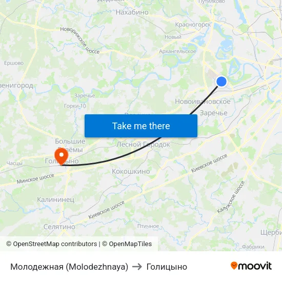Молодежная (Molodezhnaya) to Голицыно map