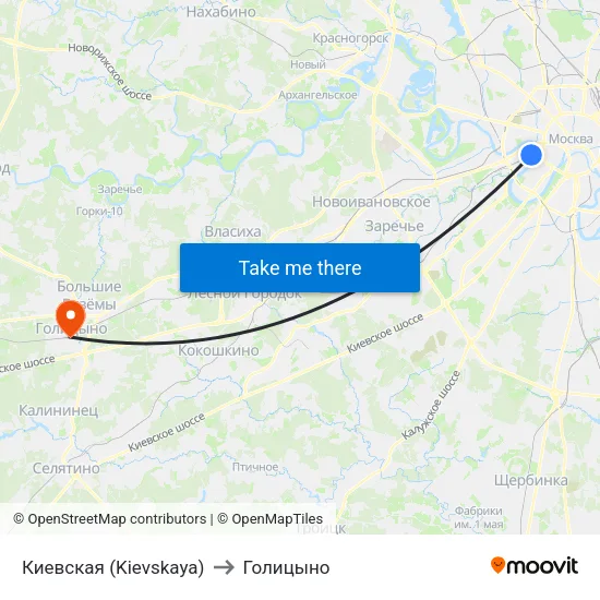Киевская (Kievskaya) to Голицыно map