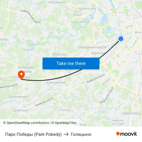 Парк Победы (Park Pobedy) to Голицыно map