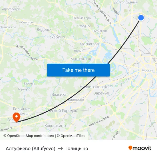 Алтуфьево (Altufyevo) to Голицыно map