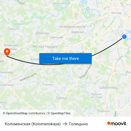 Коломенская (Kolomenskaya) to Голицыно map
