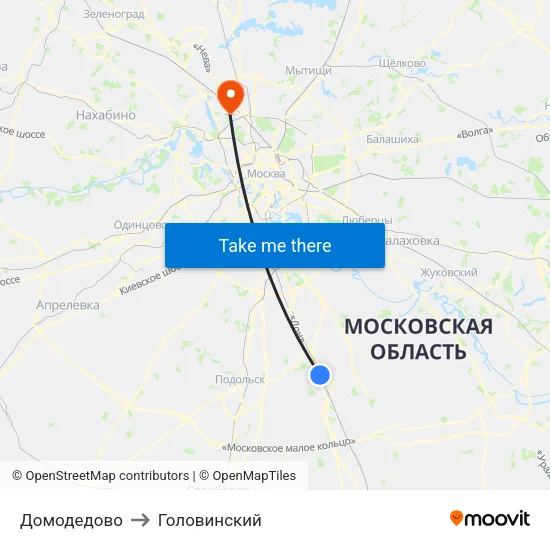 Домодедово to Головинский map