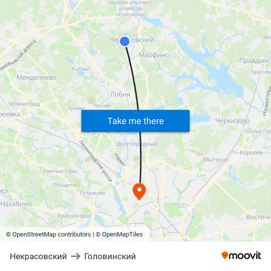 Некрасовский to Головинский map