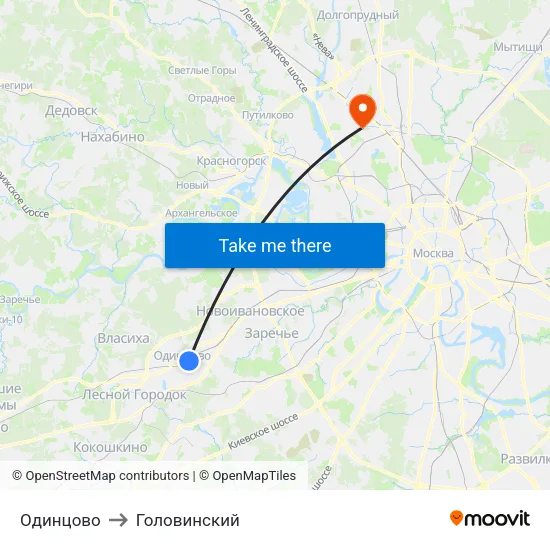 Одинцово to Головинский map