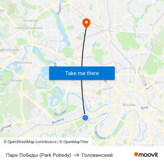 Парк Победы (Park Pobedy) to Головинский map