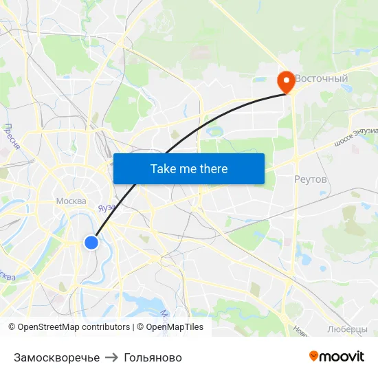 Замоскворечье to Гольяново map