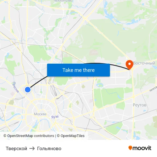 Тверской to Гольяново map