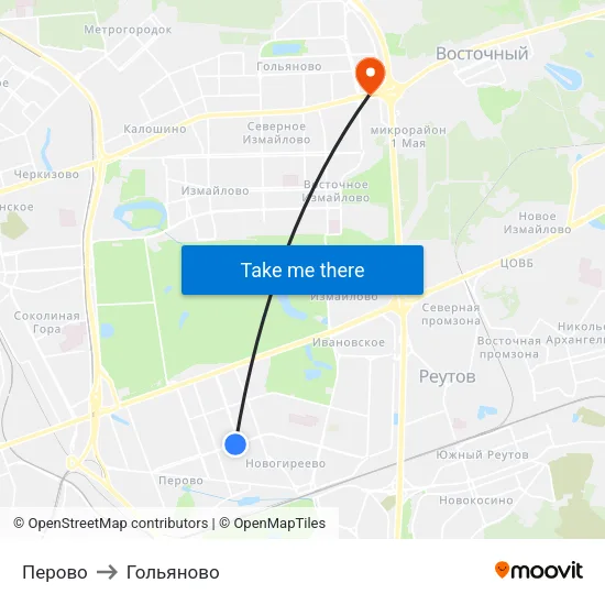 Перово to Гольяново map