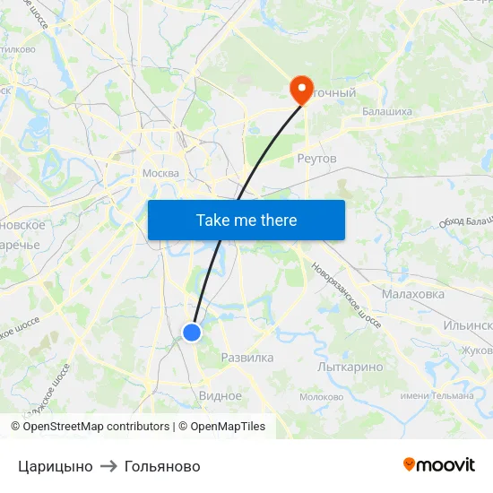 Царицыно to Гольяново map