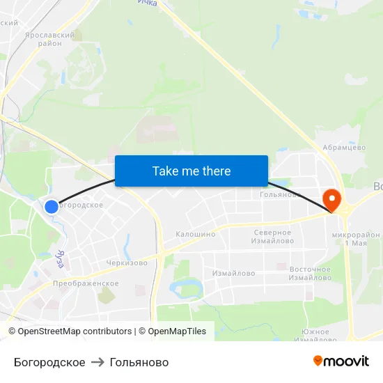 Богородское to Гольяново map