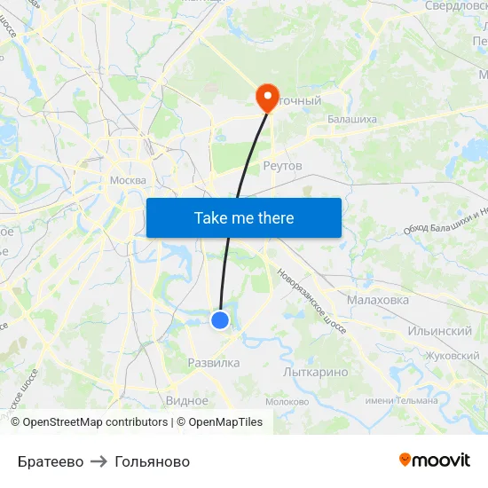 Братеево to Гольяново map
