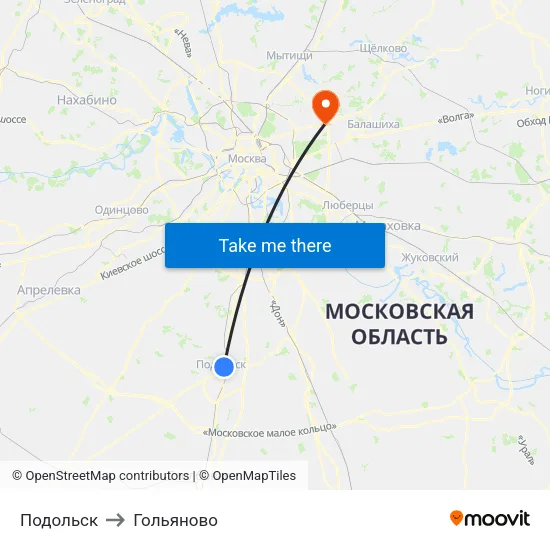 Подольск to Гольяново map