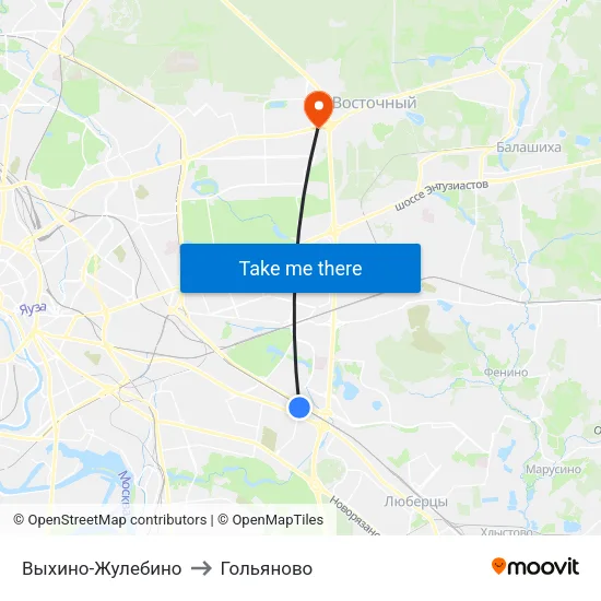 Выхино-Жулебино to Гольяново map