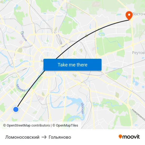 Ломоносовский to Гольяново map