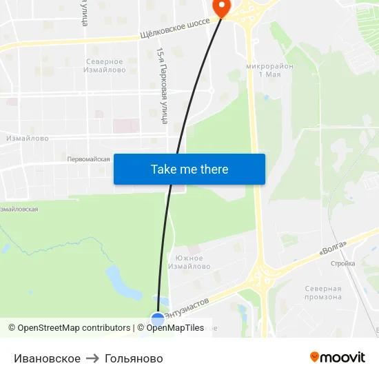 Ивановское to Гольяново map